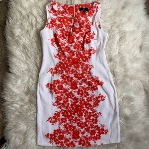 red orange floral dress